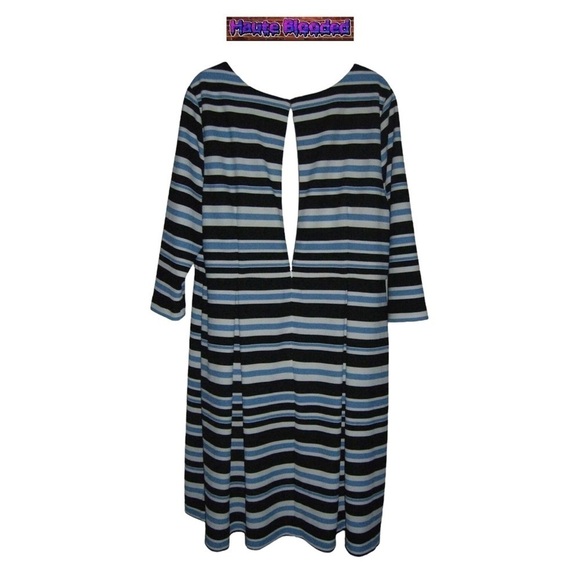 Lane Bryant Striped Skater Dress Black White Blue Pleated Stripe Plus Sz 20 NWT - Picture 7 of 13